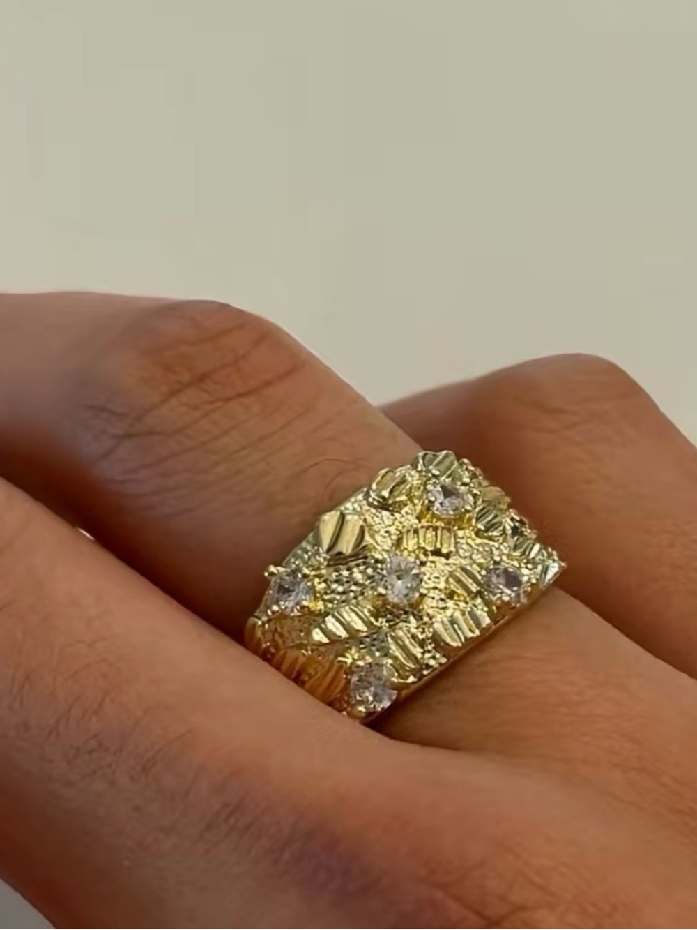14K gold plated nugget ring